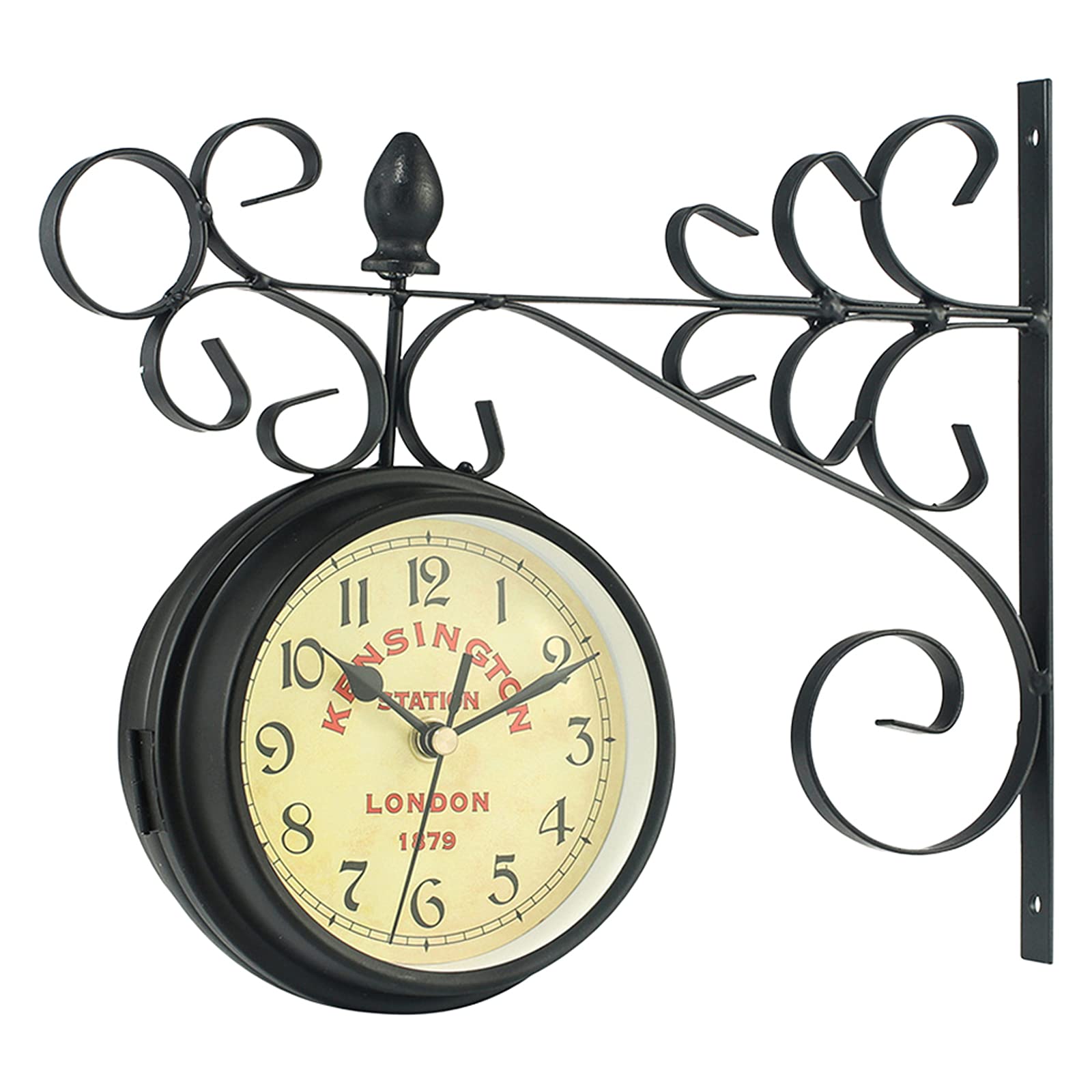 Horloge murale vintage double face industrielle et rotative noire