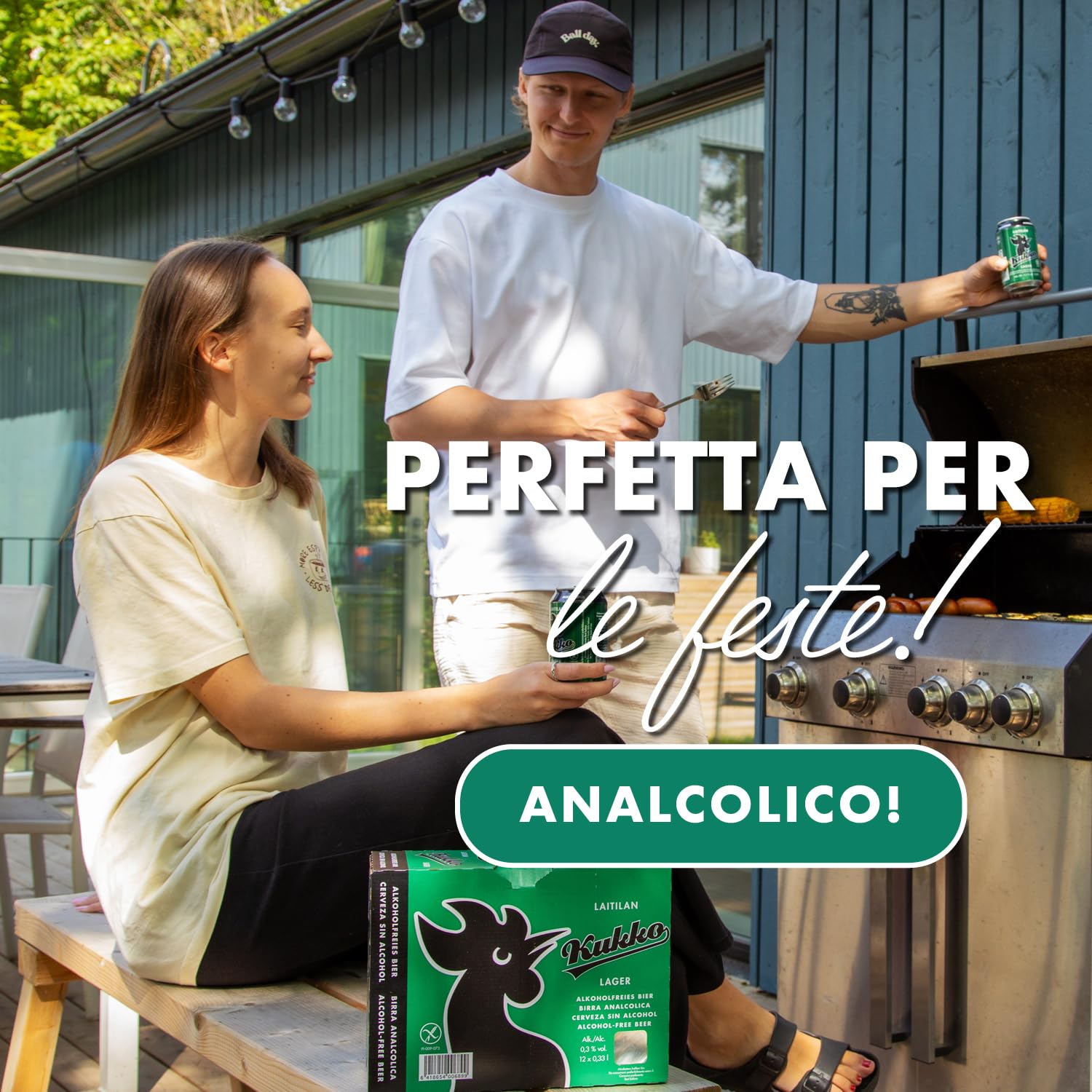 Kukko Birra Lager Analcolica – Senza Glutine – Gusto Morbido e Rinfrescante – 24 lattine da 0,33 L (2 confezioni da 12)