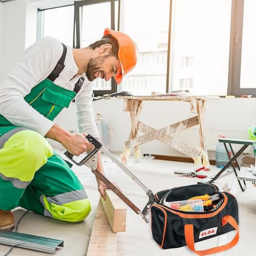 Miniatura 5 de ELDA Paquete de 4 bolsas de herramientas para hombres con fondo duro, impermeables, resistentes, bolsas de herramientas de boca ancha, bolsa de