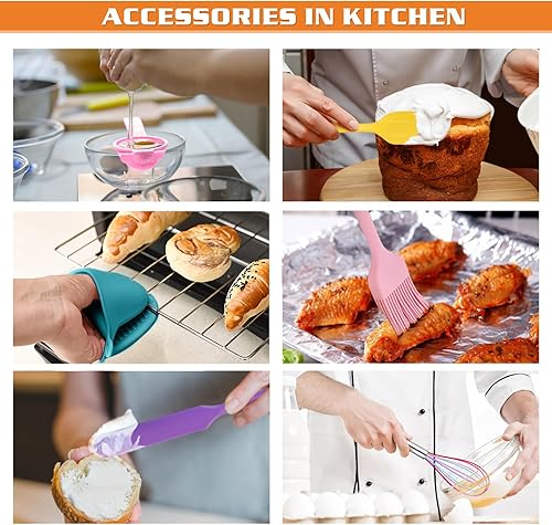 Miniatura 6 de P&P CHEF Juego de utensilios de cocina de silicona, 28 piezas, espátulas para hornear con soporte, resistentes al calor y no tóxico, antiadherente y