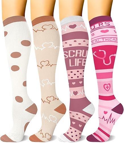 HLTPRO - Calcetines de compresión para mujeres u hombres, 6 pares de calcetines de compresión de 20 a 30 mmHg para médicos o enfermeros o para correr