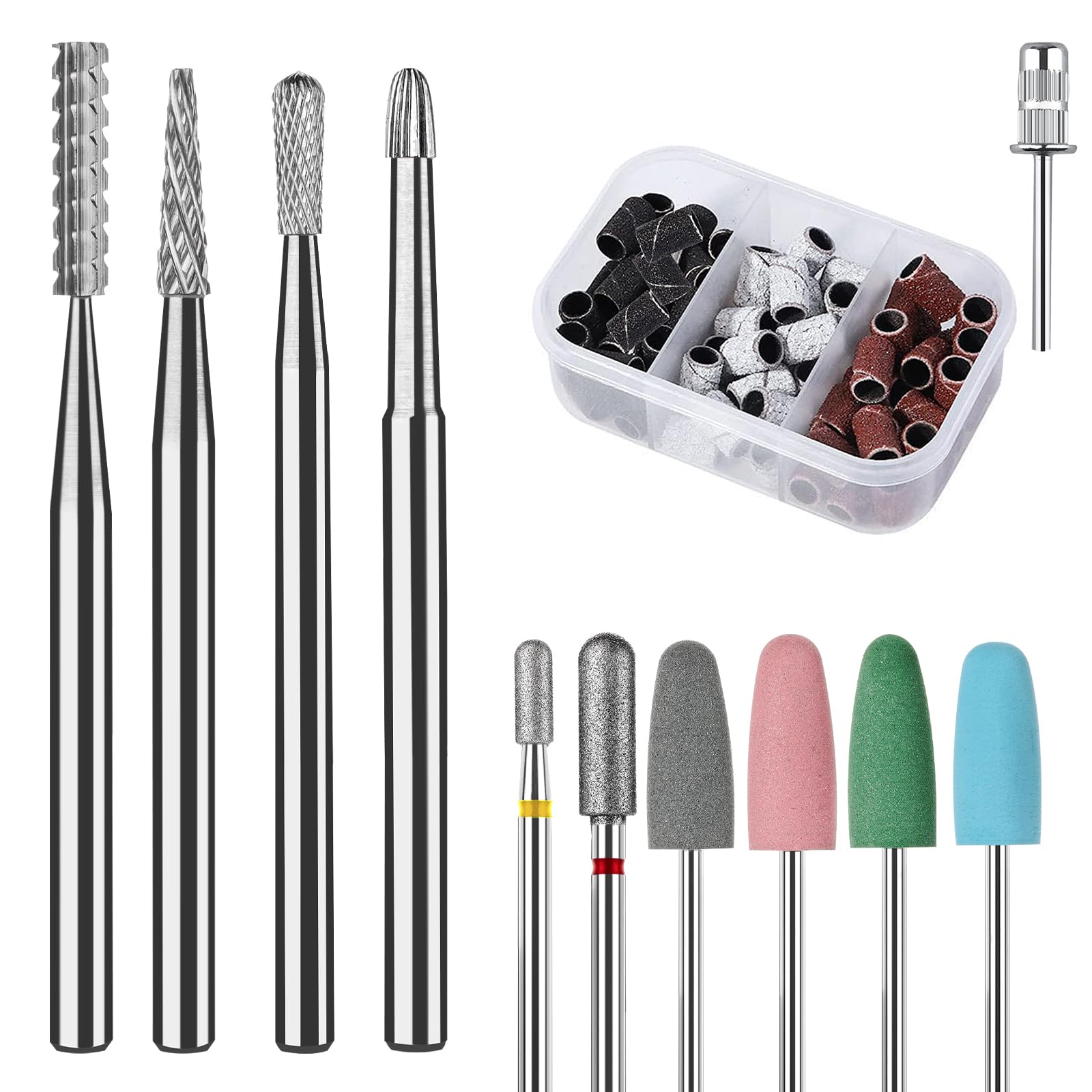 BQAN Nail Drill Bits Set for Cuticle Dead Skin Nail Prepare, Professional 3/32"Tungsten Cuticle Remover Bits Set 11Pcs
