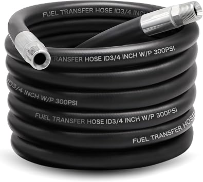 3/4 Inch Diesel Fuel Transfer Hose 20FT, NPT Fuel Gas Pump Tank Line Hose for Gasoline Dispenser Oil Farm