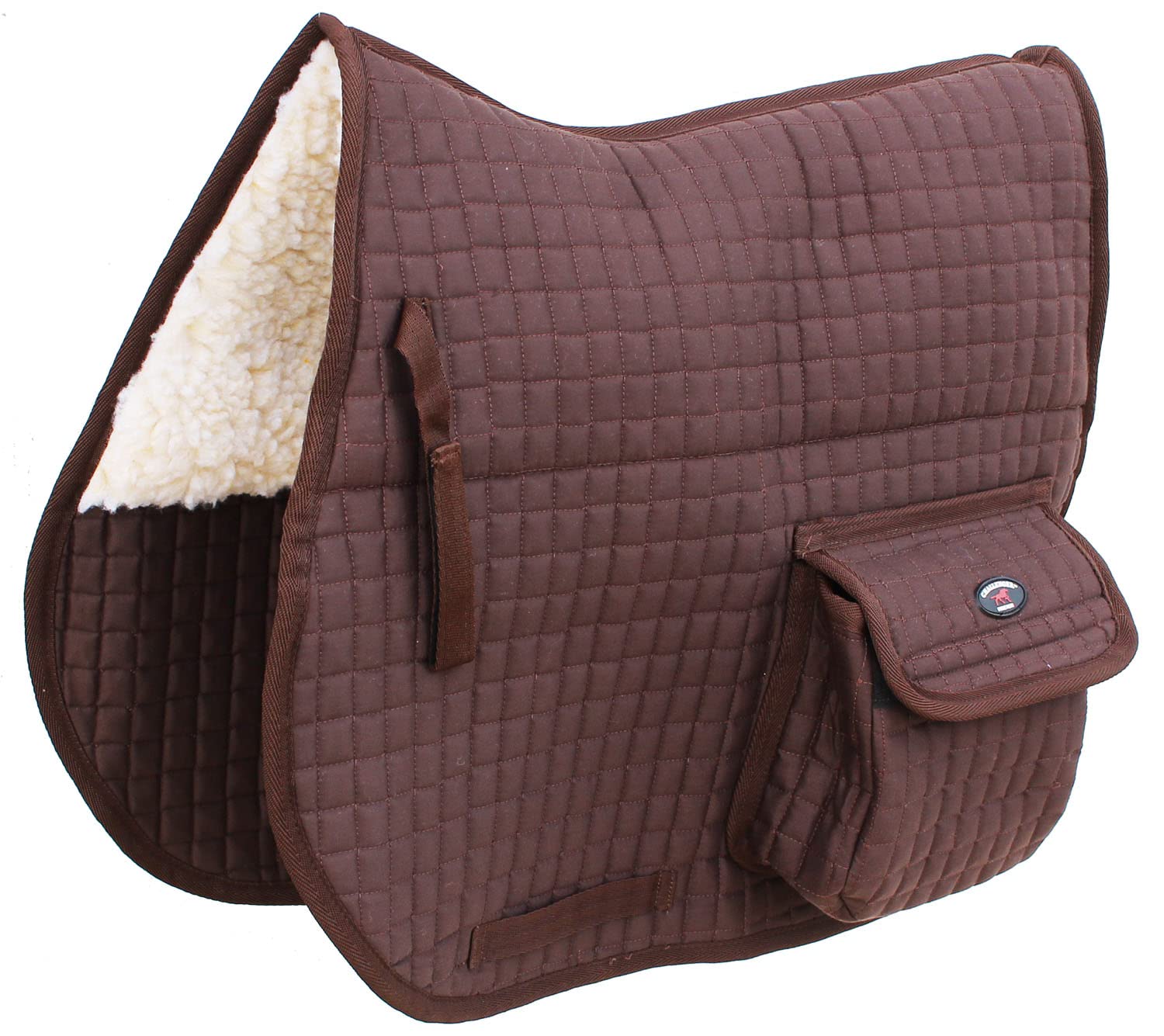 CHALLENGERHorse English Quilted Faux Fur All-Purpose Saddle Pad Pockets 72152