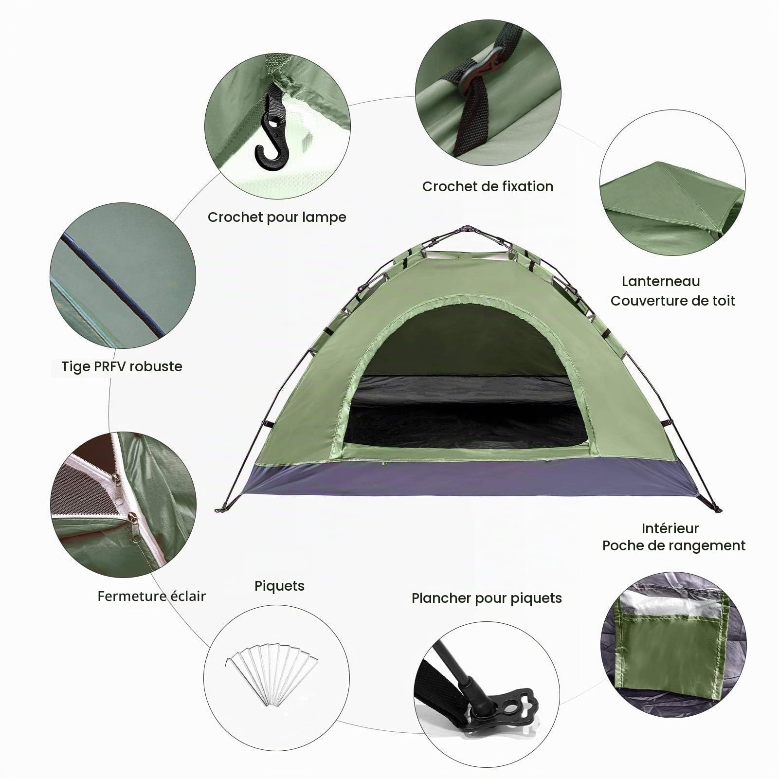 Tente de Camping 2 Personnes Imperméable, Tente 2 Places Randonnée Ultralégère, Facile à Installer Petite Taille de Rangement, Tente Camping pour Le Plein air, Le cyclotourisme, Trekking