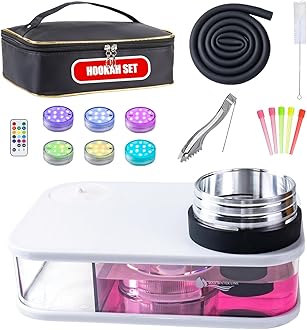 Hookah Box – Premium Portable Travel Hookah Set with LED Lights, Perfect for Parties and Outdoor Adventures（White）