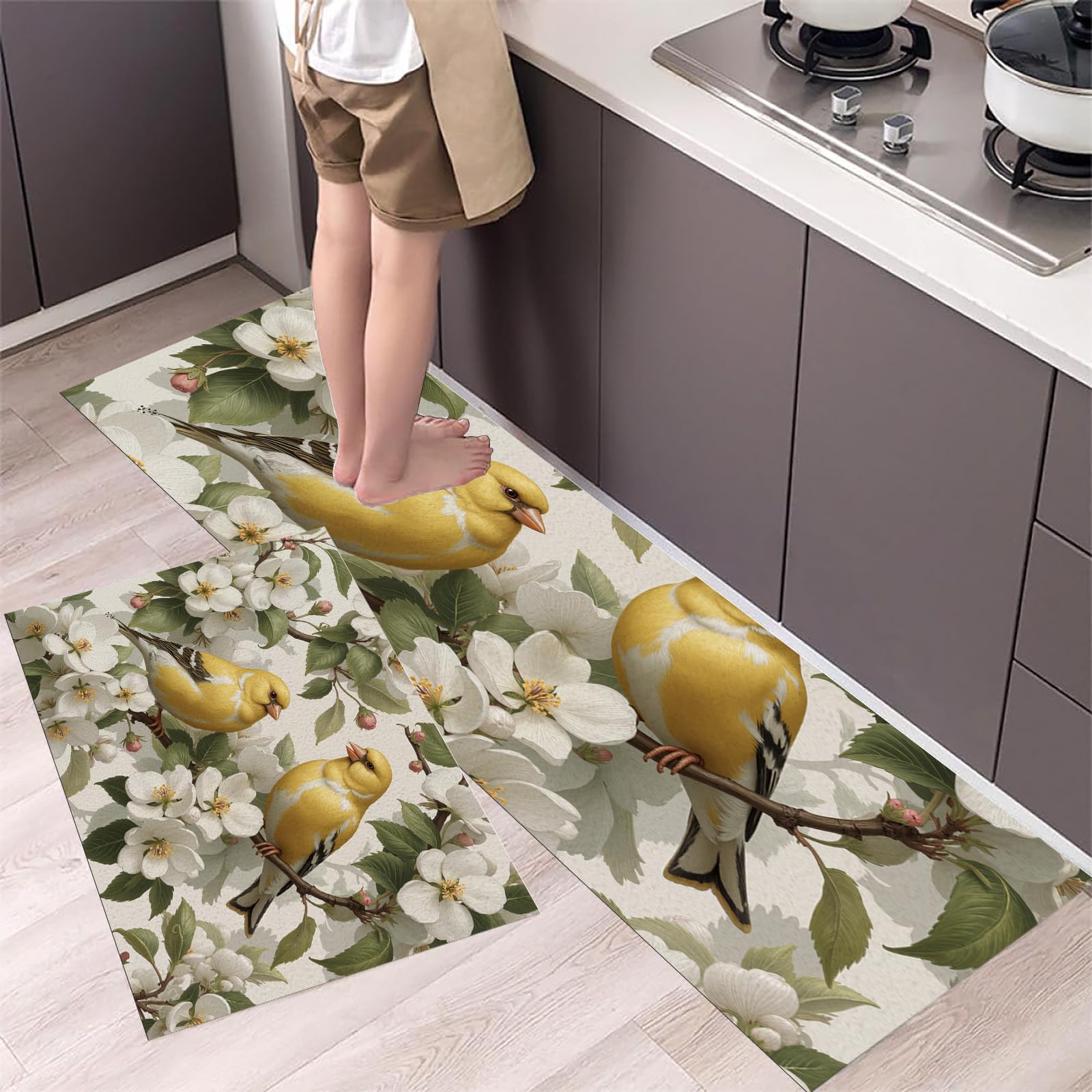 Tapis de station debout confortables vert 44x120cm pour sol de cuisine