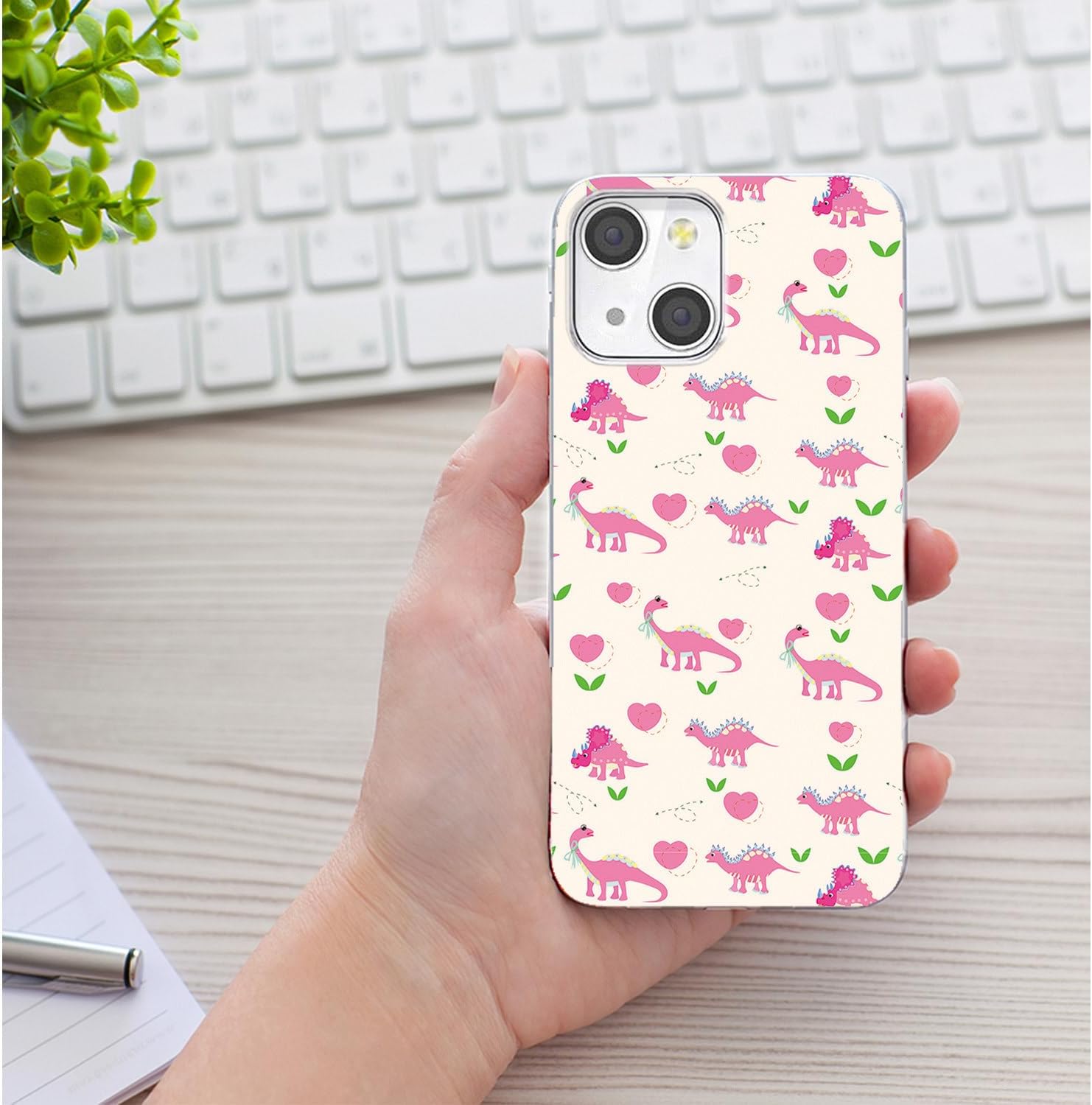 for iPhone 15 Case for Women Girl Men, Full Protective Shockproof Slim Soft TPU Clear Phone Cover Cases Design for iPhone 15 6.1,Cute Cartoon Animal Funny Pink Dino Dinosaur - Image 6