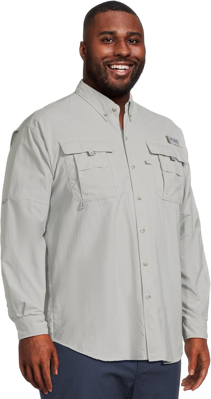 Мужская рубашка Columbia Big & Tall Bahama™ II Long Sleeve, цвет: Серый — фото 3