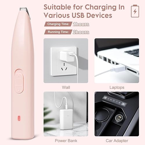 Miniatura 3 de Cortapelos para perros, para aseo, recortadora de patas de perro, mini recortadora para perros, recargable, bajo ruido para recortar el pelo de