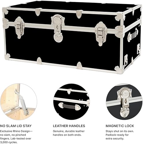 Miniatura 13 de Rhino Trunk & Case Baúl grande de vinilo en relieve de cuero, reposapiés de campamento de verano, baúl de almacenamiento para dormitorio