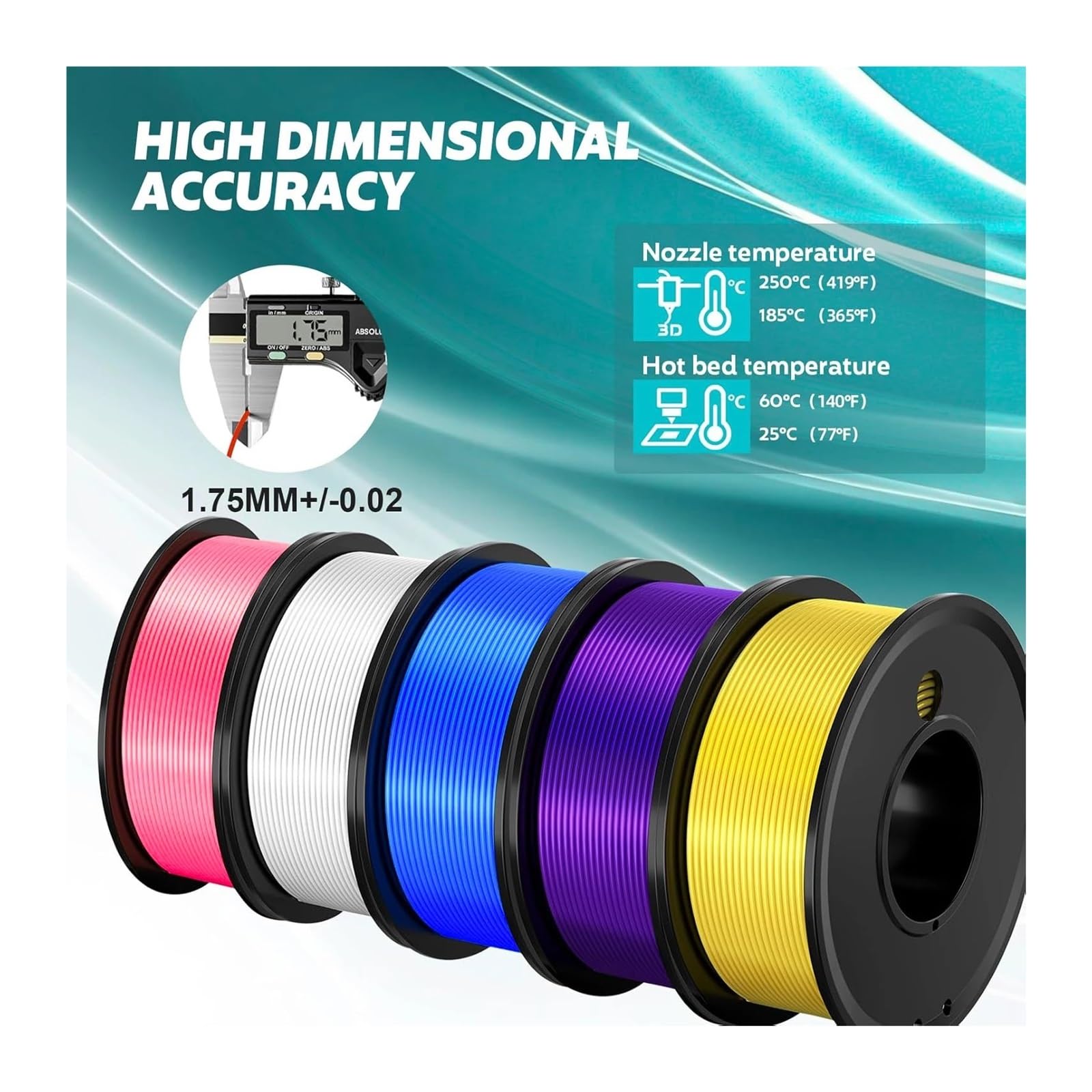 Seiden-PLA-Filament 1,75 mm for 3D-Drucker, metallartig glänzende 1000-g-Spule, Maßgenauigkeit +/- 0,02(Pink)