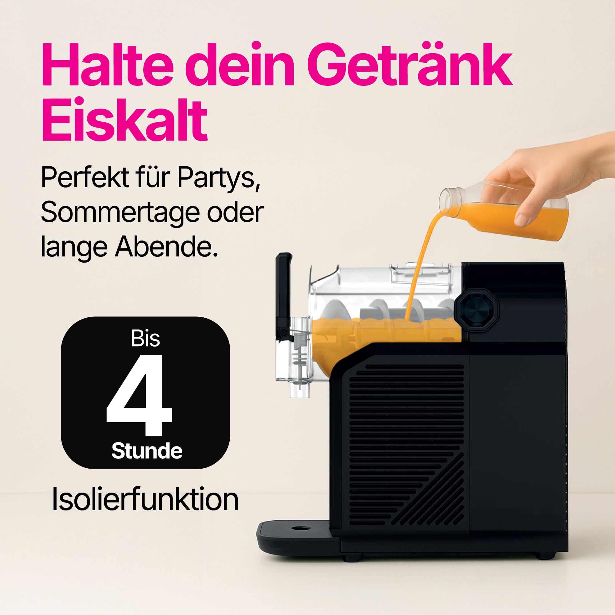 Seeger SuperSlush, 2L 7-in-1 Slush Maschine für zu Hause, 7 Smarten Programma, Automatische Reinigung und InstantFreeze 15 min Technologie, Slushi, Eis-Cocktails, Frappé, Milchshakes, Schwarz