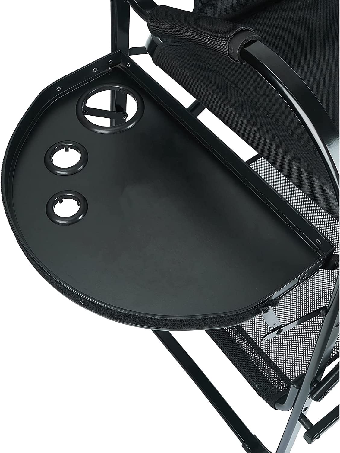Regiestuhl - Professioneller Make-up-Stuhl mit Beistelltisch und Seitentaschen, Klappbarer Aluminium-Stuhl