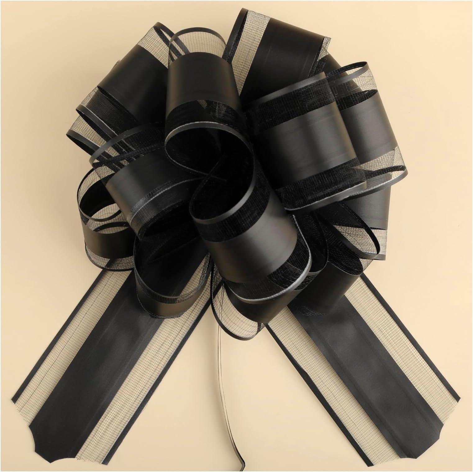 6 PCS 6 Inches Large Pull Bows Gift Wrapping Pull Bow Ribbon Pull BowsI for Christmas Wedding Baskets Valentine's Day Bows Ribbon Bow for Gift Wrapping (Black)