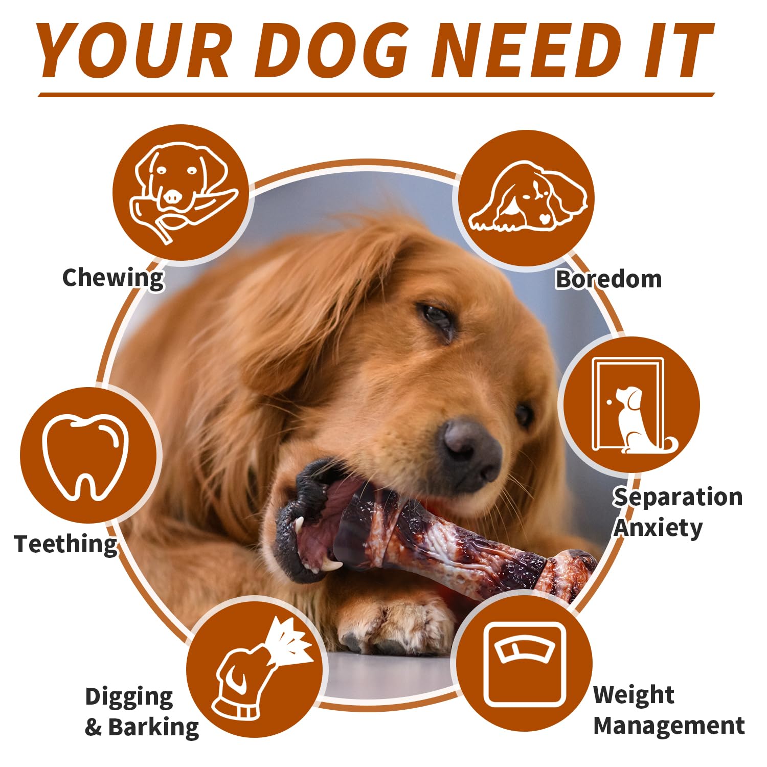 Aqezd Dog Toys for Aggressive Chewers - Long-Lasting Nylon Chew Bones, Indestructible Toys for Medium to Large Breeds, Teething Toys to Keep Them Busy (Brown)