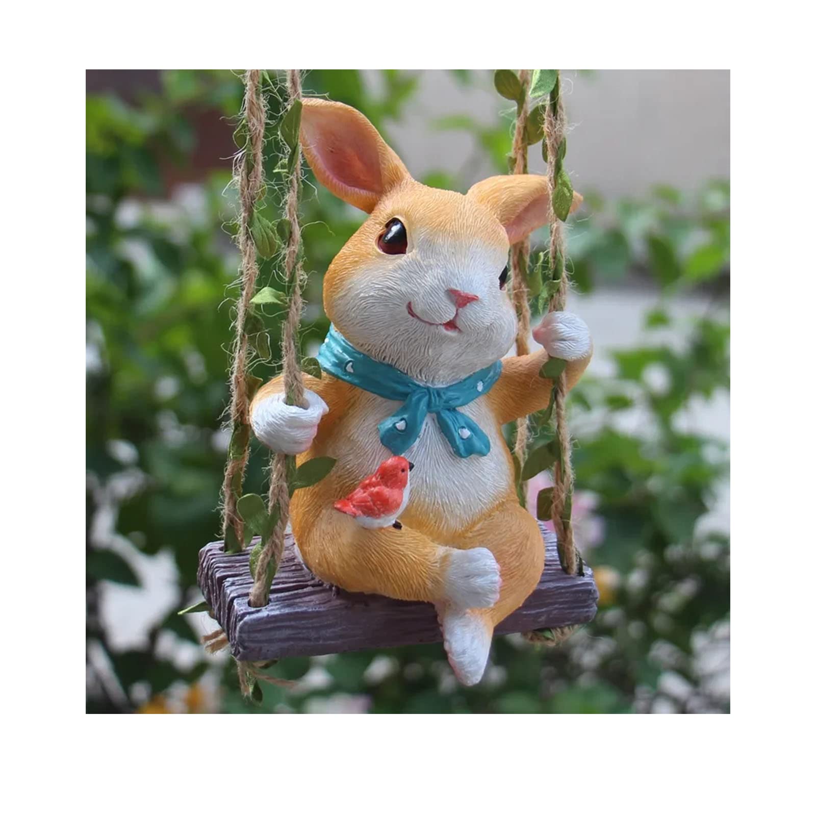 Amazon.co.jp: ガーデニング オブジェ ブランコに乗っているうさぎ