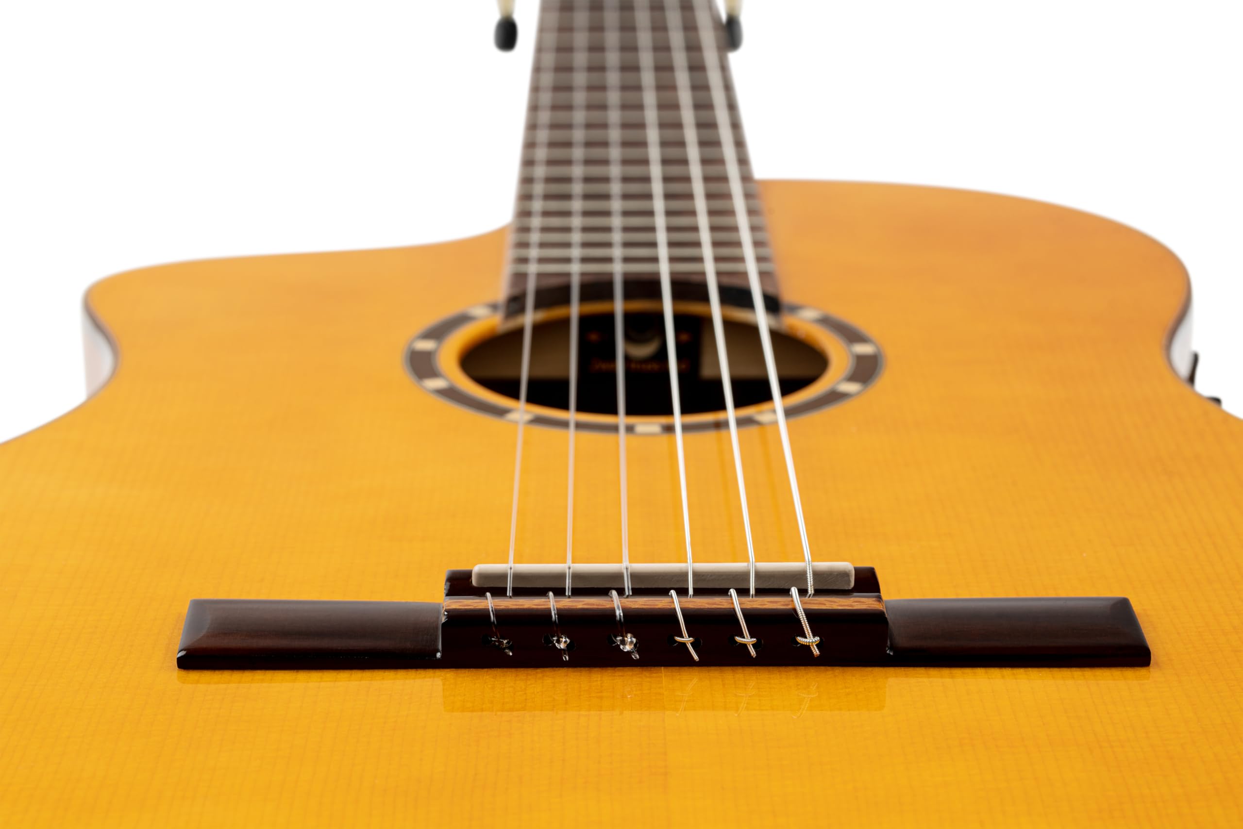 Ortega Guitars Family Series Pro - Guitarra flamenca para zurdos, tamaño 4/4, electroacústica, pícea y ciprés con acabado brillante, color amarillo – Incluye funda (RCE170F-L)