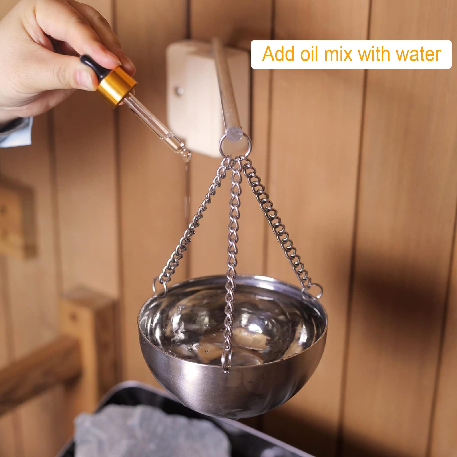 Bol D'arôme Sauna, 350 ML Bol d'arôme Sauna en acier inoxydable Bol d'arôme Bol en cuivre Accessoire de sauna, pour sauna et spa à la maison