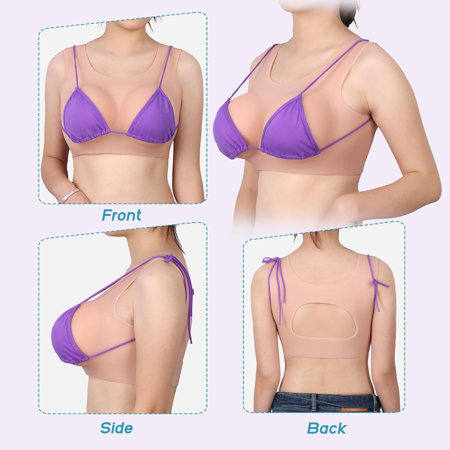 Silicone Breast Plate Round Collar Breastplates Silicone Filled AA-F Cup Fake False Breasts Crossdresser Trans Drag