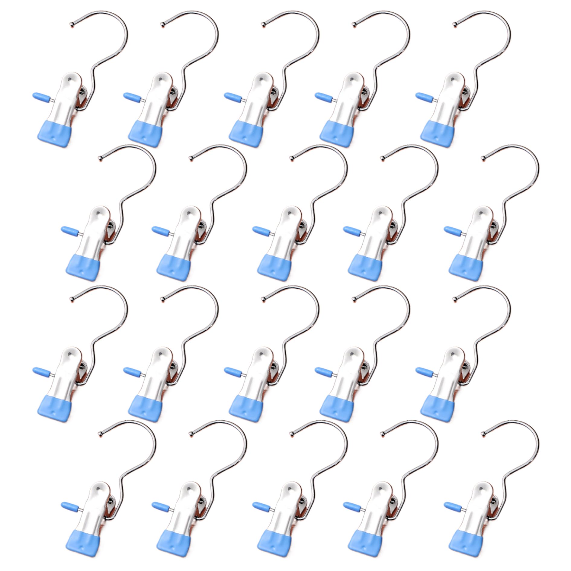 Sjfbebsy Clothespins 20Pcs Heavy Duty Stainless Steel Hanging Clips Non Slip Boot Hooks Space-Saving Boot Hangers for Clothes Boots Pants Shoes Towels Snack Bags Blue - Hanger Clips