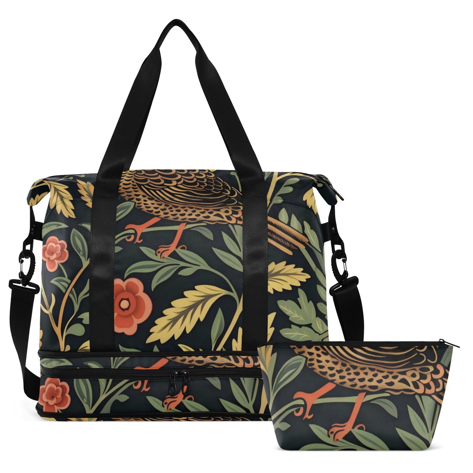 William Morris Design duża torba na lotnisko z mokrą kieszenią regulowany pasek torba podróżna torba na siłownię na wędrówki składana dla mężczyzn kobiet