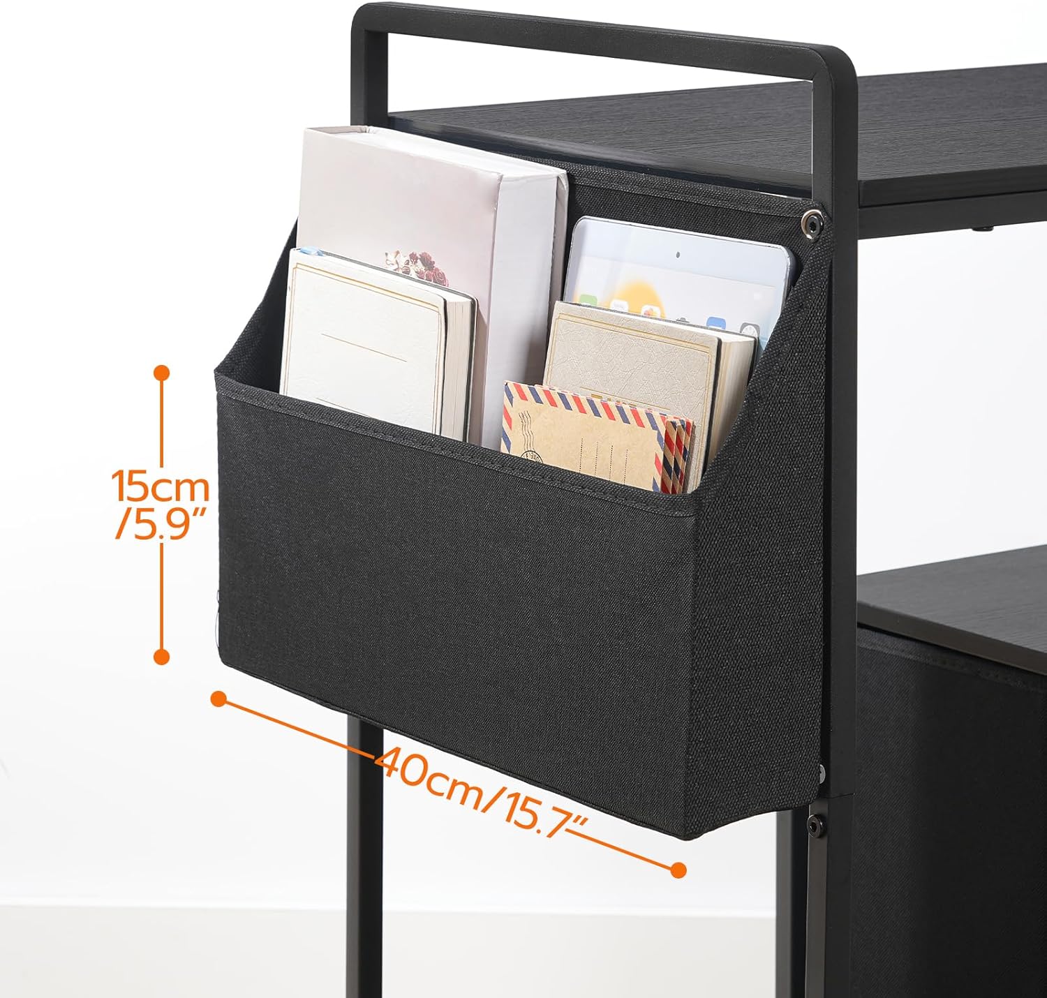 HOOBRO Printer Stand with Charging Station, Printer Shredder Stand with Wheels and File Drawer, Industrial Printer Cart, Mobile Table with Fabric Storage Pouch, for Home Office, Black BB09UPS01