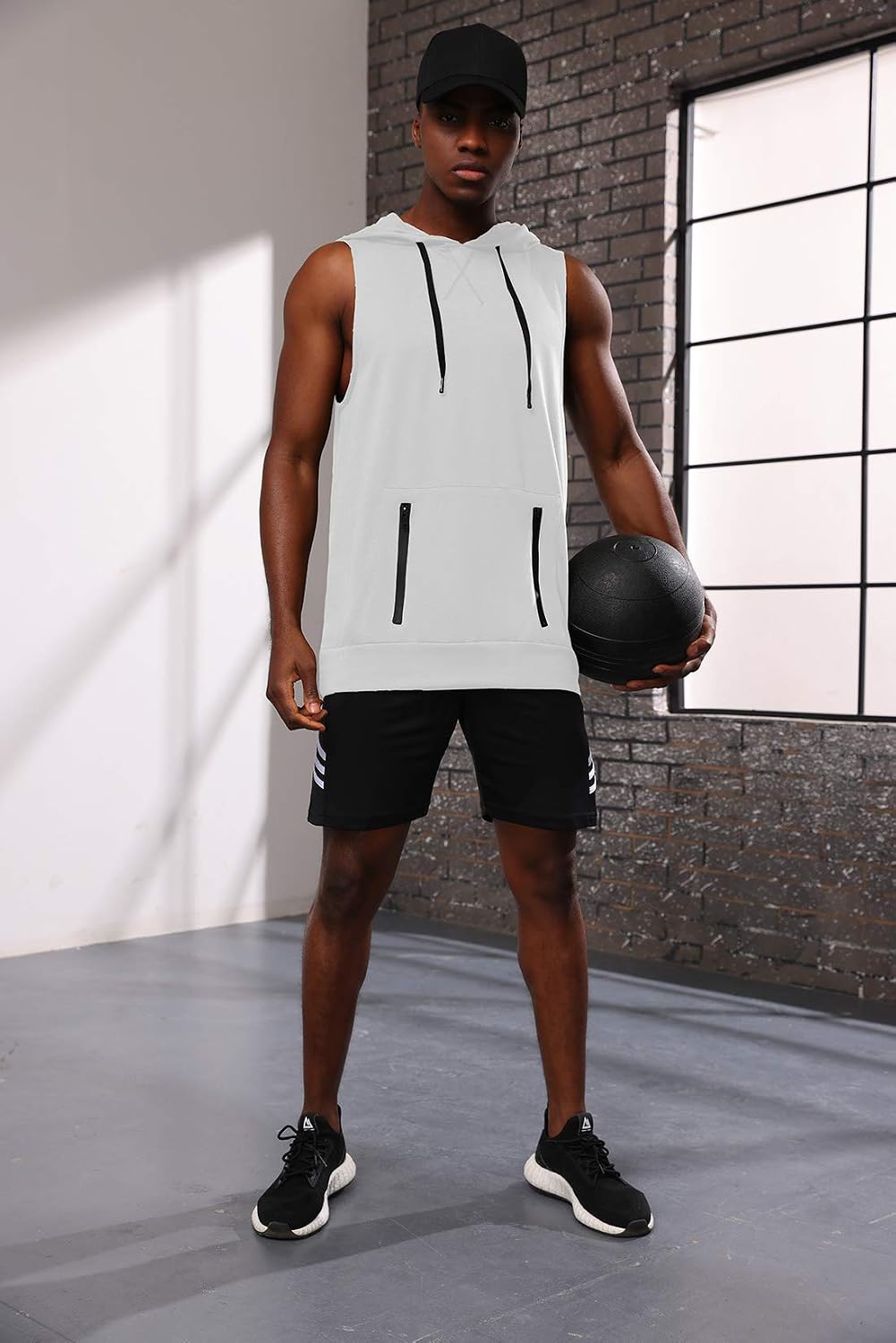 Poriff Men's Hooded Workout Tank Tops 