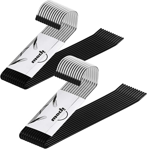 IPOW Perchas de metal resistentes para pantalones, paquete de 24 perchas de mezclilla para armario, percha de ropa de extremo abierto para