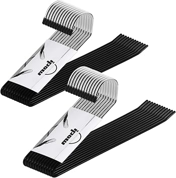IPOW 24 Pack Heavy Duty Metal Pants Hangers, Jean Hangers for Closet, Open Ended Clothes Hanger for Pant Slack Trouser Scarf, Space Saving, Non Slip