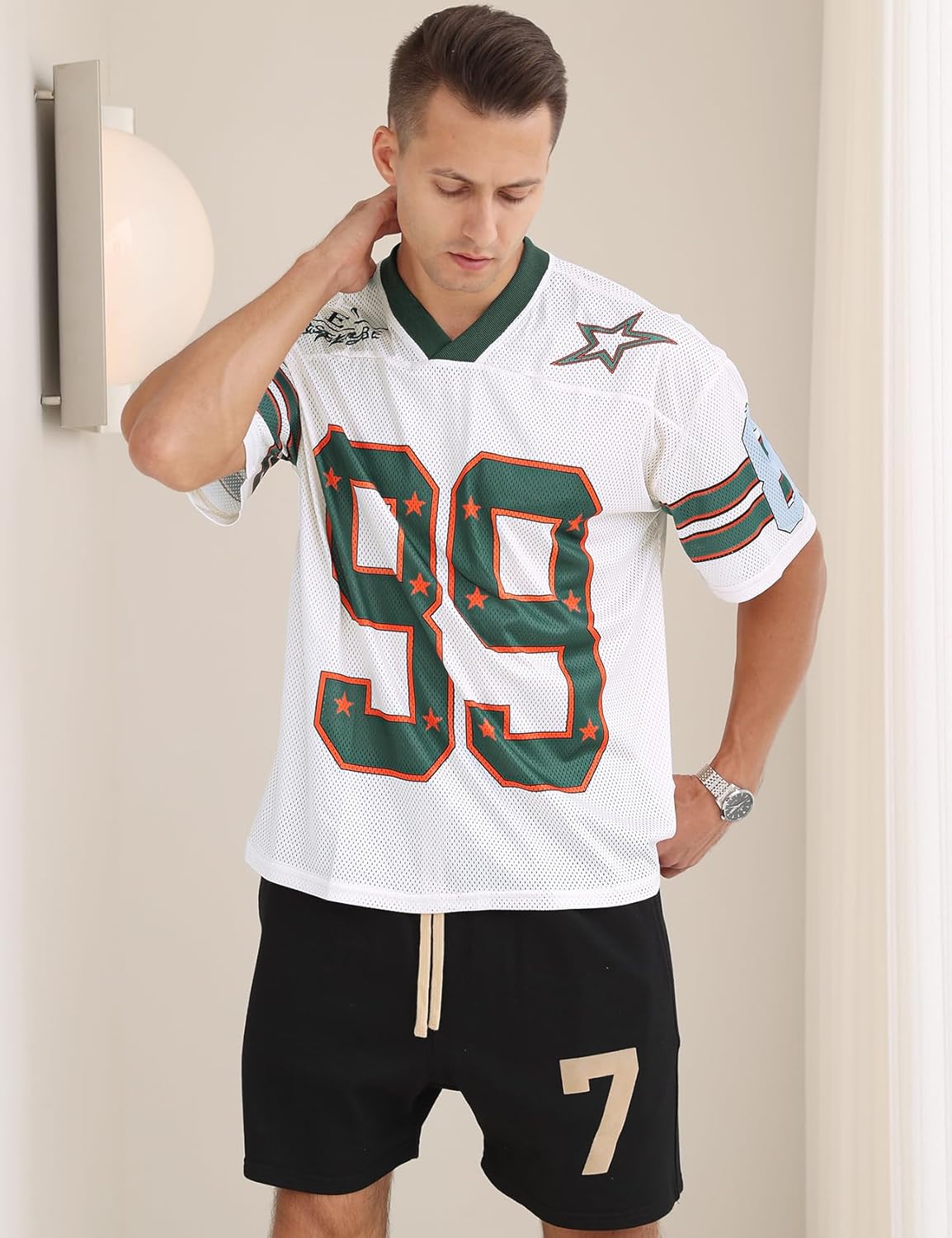 Arssm Mens Jersey Shirts Graphic Tees Oversized V Neck Y2K Streetwear Loose T Shirt Tops - Image 2