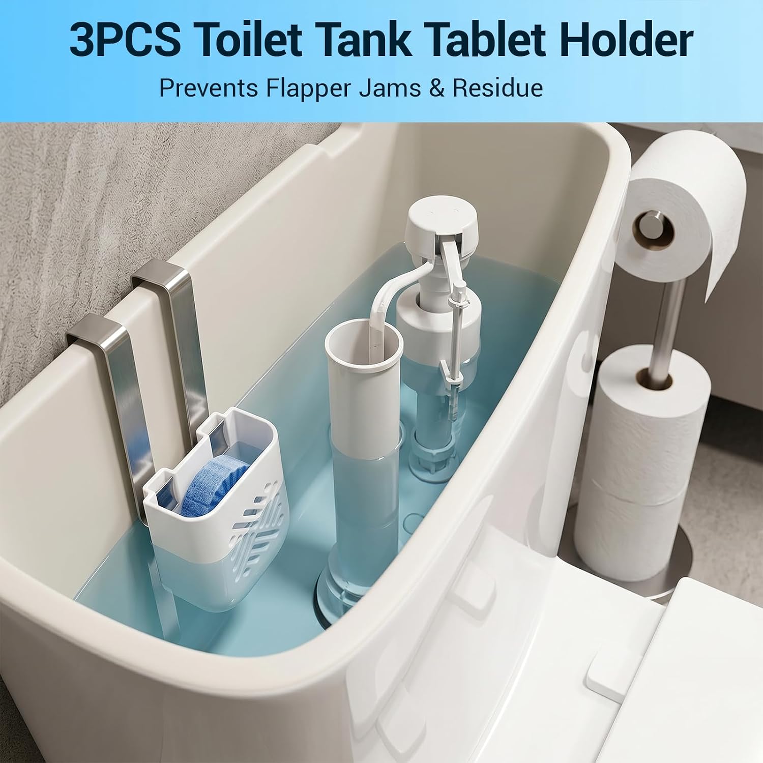 3PCS Toilet Tank Tablet Holder, Hanging Toilet Bowl Tablets Holders, Toilet Caddy for Inside Tank for Prevent Residue