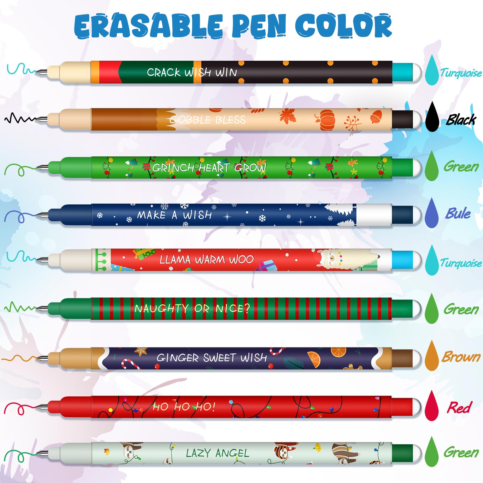 Set Di 8 Penne Gel Cancellabili Termiche - Punta 0,5 Mm - Colori Assortiti - Inchiostro Cancellabile Con Attrito - Per Scuola E Ufficio - 4