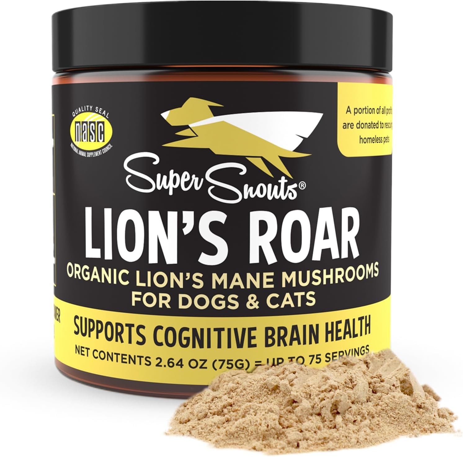 Super Snouts Lion's Roar, probiotiques pour chiens, aide système immunitaire et digestion, pot 75 gr