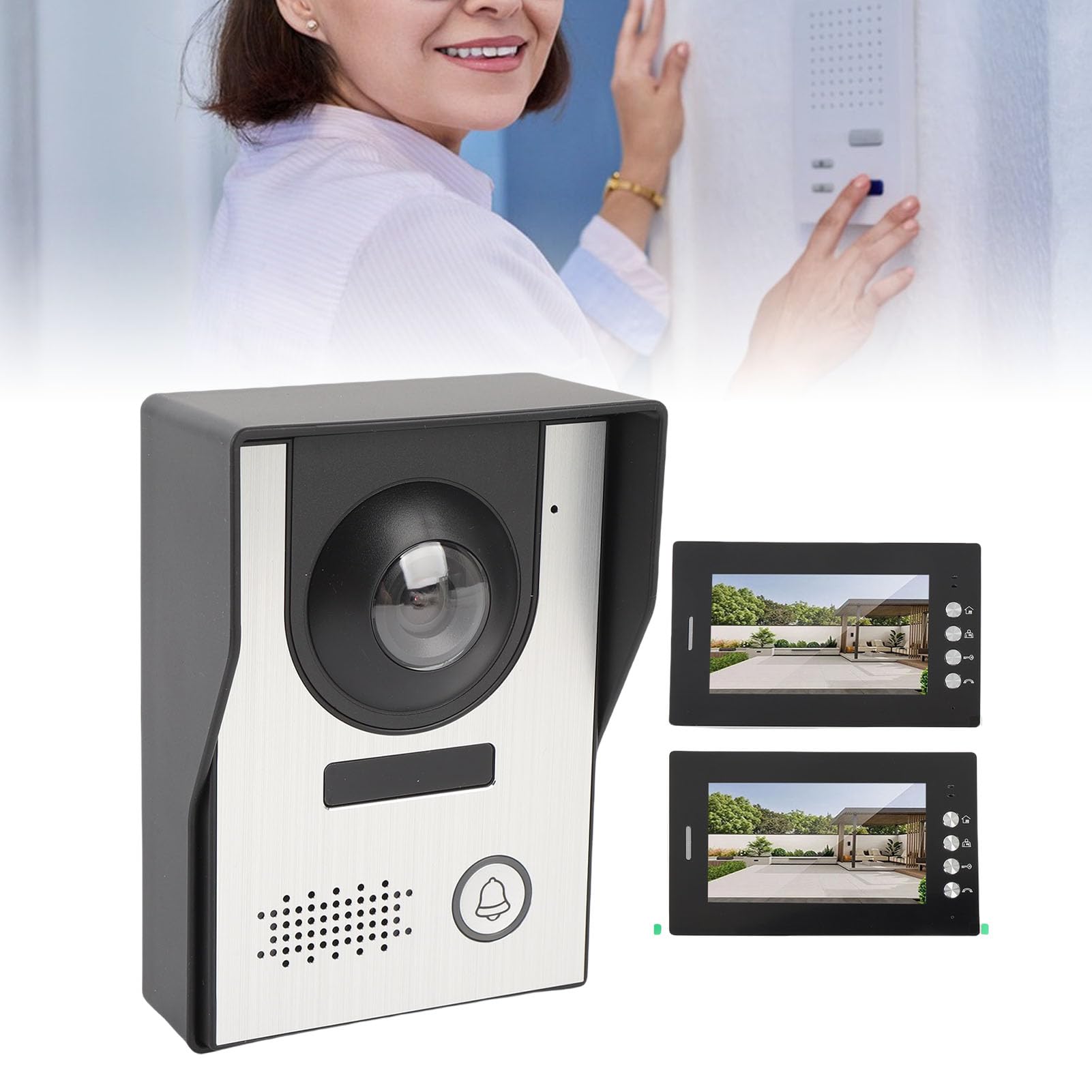 banapoy Videocitofono 7" con Display 2 Monitor, Conversazione Bidirezionale (Spina europea)