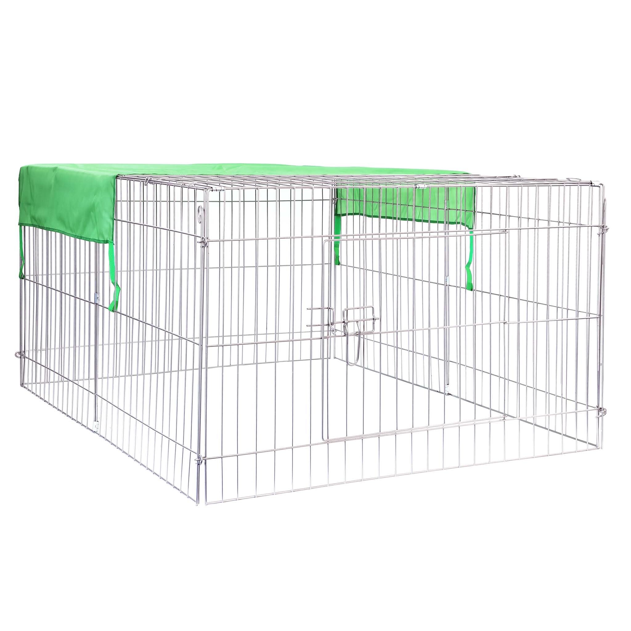 Wiltec Parc Enclos pour Petits Animaux domestiques - 122 x 95 x 58 cm - Clôture Cage avec Bâche Protection Solaire Cage - pour Cochons d'Inde Hamster