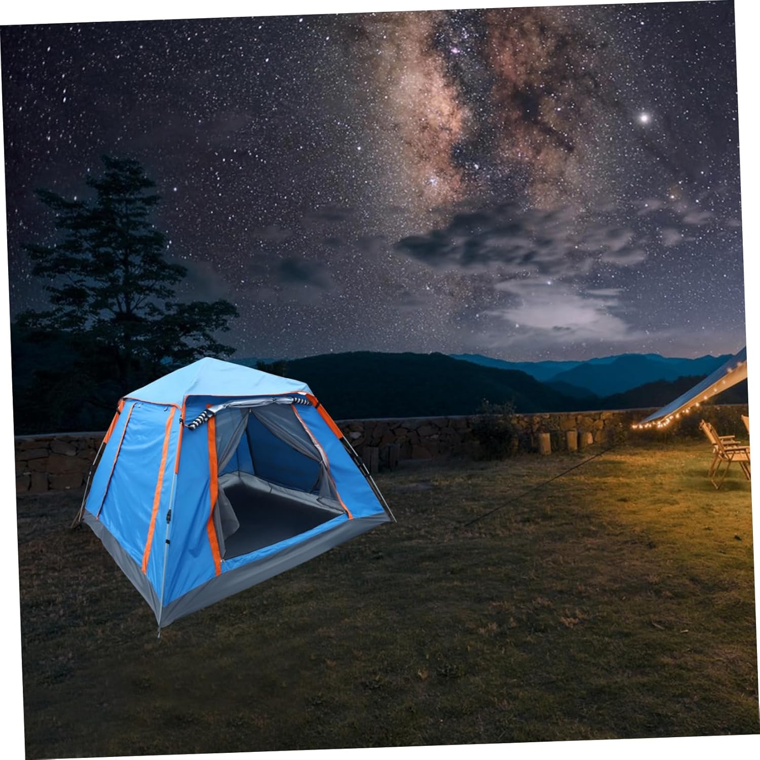Outdoor Automatic Folding Camping Tent Oxford Cloth Spacious for up to People Easy Setup Portable for Travel and Group Gatherings Sky Blue Color