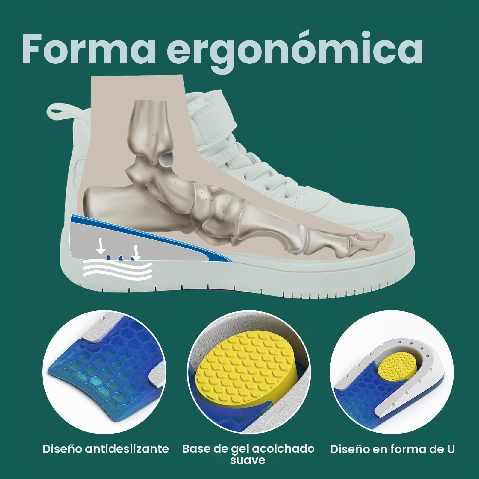 Almohadilla de talón para aliviar el dolor, Welnove Plantilla para Tendinitis de talón, Fascitis plantar, Mujeres 37,5-41, Hombres 37-39, 0,6 y 1 pulgadas de altura, 2 pares