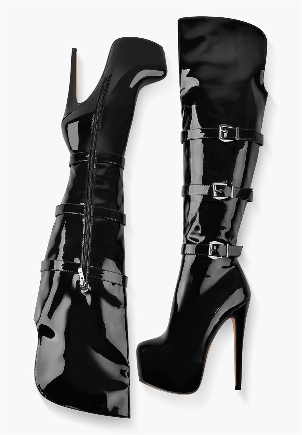 Richealnana Women's Platform Lace Up Side Zipper Over the Knee High Boots - Image 4