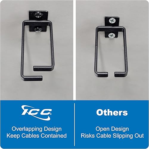 Miniatura 4 de ICC Anillo de organización de cables metálicos de 1.70 pulgadas, vertical, montaje en rack o pared, paquete de 10  Organizador de cables para