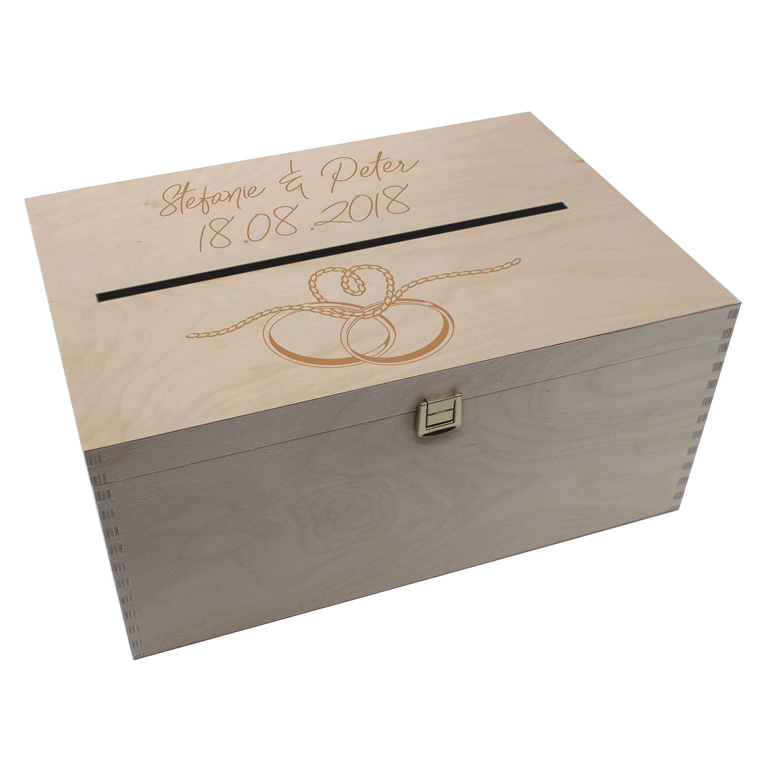 Generisch Personalisierte Geldbox Kartenbox Briefbox Hochzeitskartenkiste mit Klappdeckel Box zur Hochzeit naturbelassen (XXL Natur)