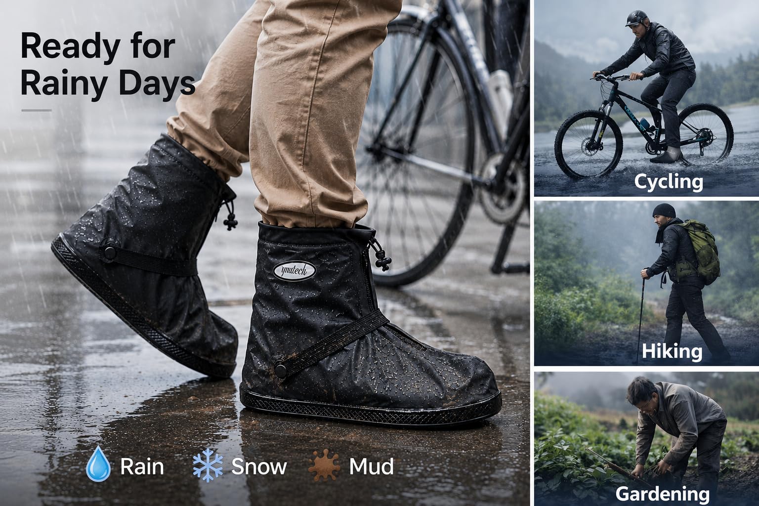 Regenüberschuhe Wasserdicht Schuhe Überschuhe, Outdoor Rutschfester Schuhüberzieher Fahrrad Regenschutz Regenschuhe