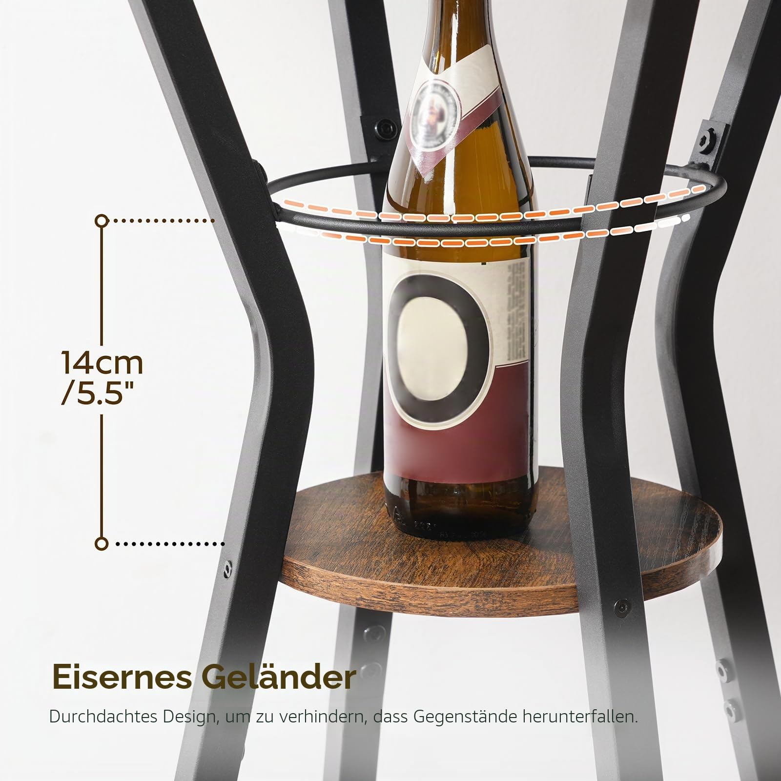 YATINEY Stehtisch, 2-stufiger runder Bartisch, Bistrotisch rund, hoher Stehtisch für die Hausbar, Cocktailtisch, für Küche, Wohnzimmer, Büro, Bistro, rustikales Braun und Schwarz XBT03BR