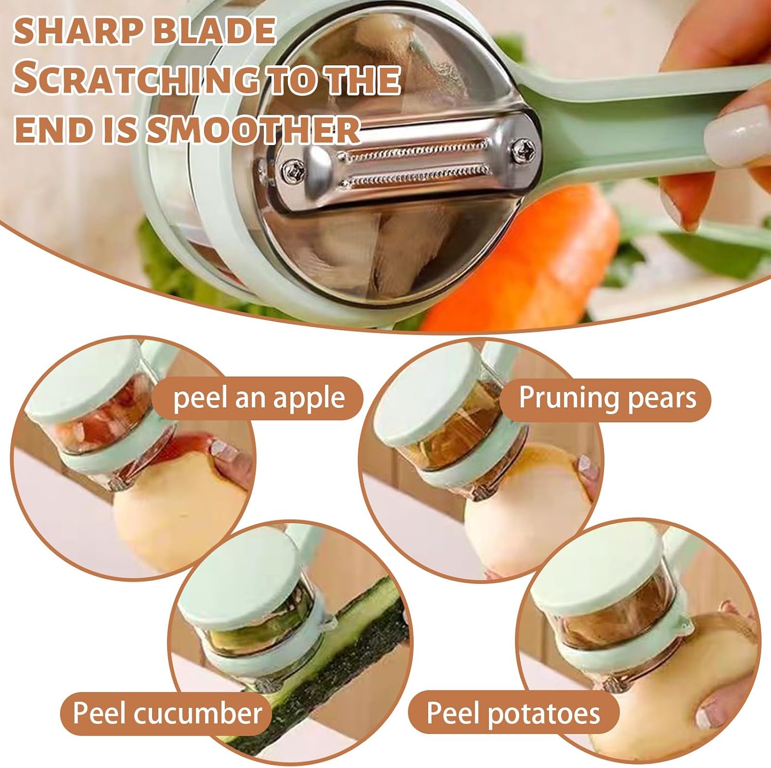 Peeler with Container - New with Box Storage Kitchen Special Fruitpeeler，Vegetable Peeler with Storage Box, Double-Sided Stainless Steel Multi-function Peeler for Home Kitchen (Green) image 5