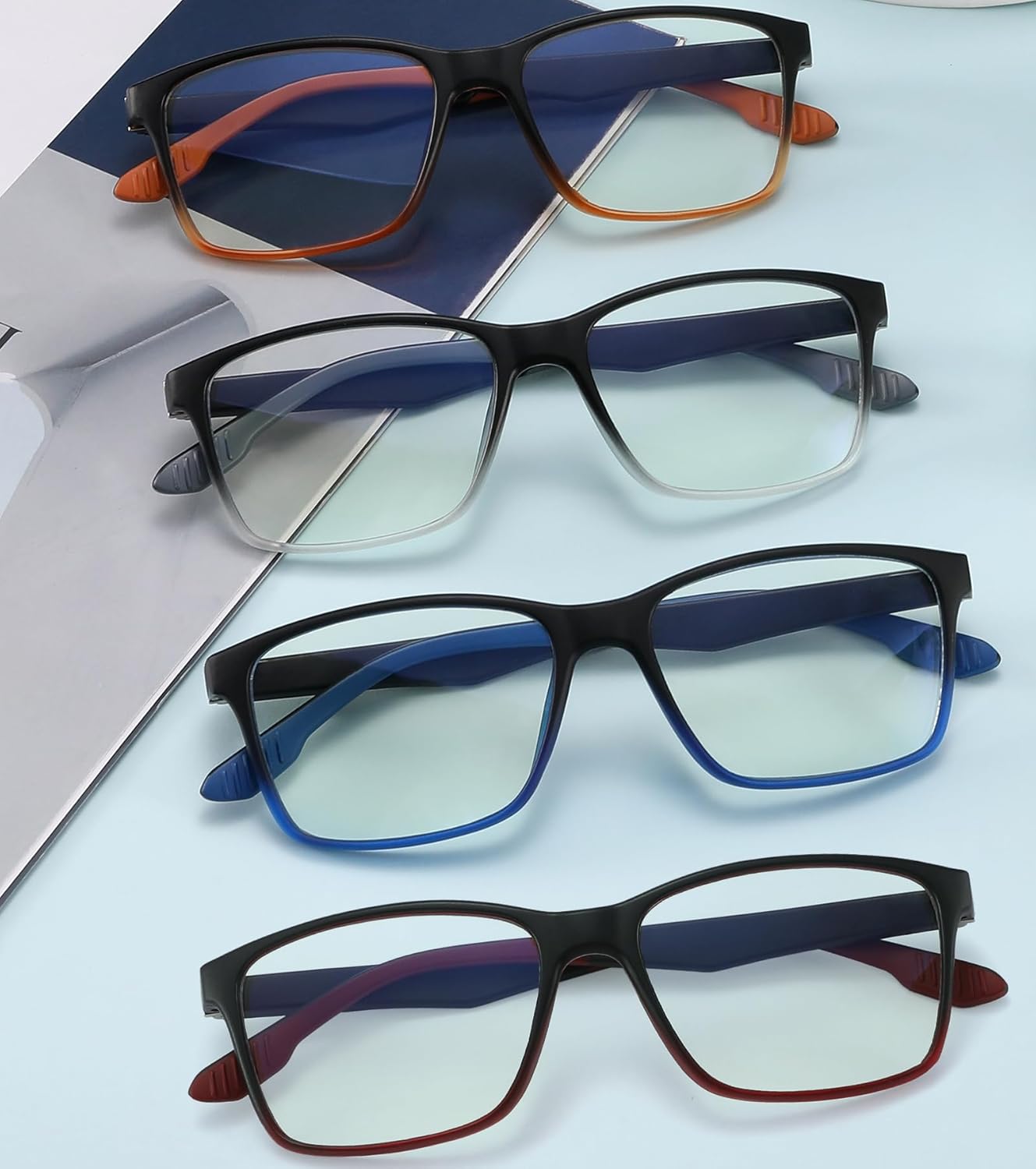 1.25 Reading Glasses for Men,4 Pack Lightweight Computer Readers for Men Blue Light Blocking with Spring Hinge,Mens eye glasses Anti Eyestrain/Dryness/UV,Two Tone Cheaters Reading Glasses - Image 2