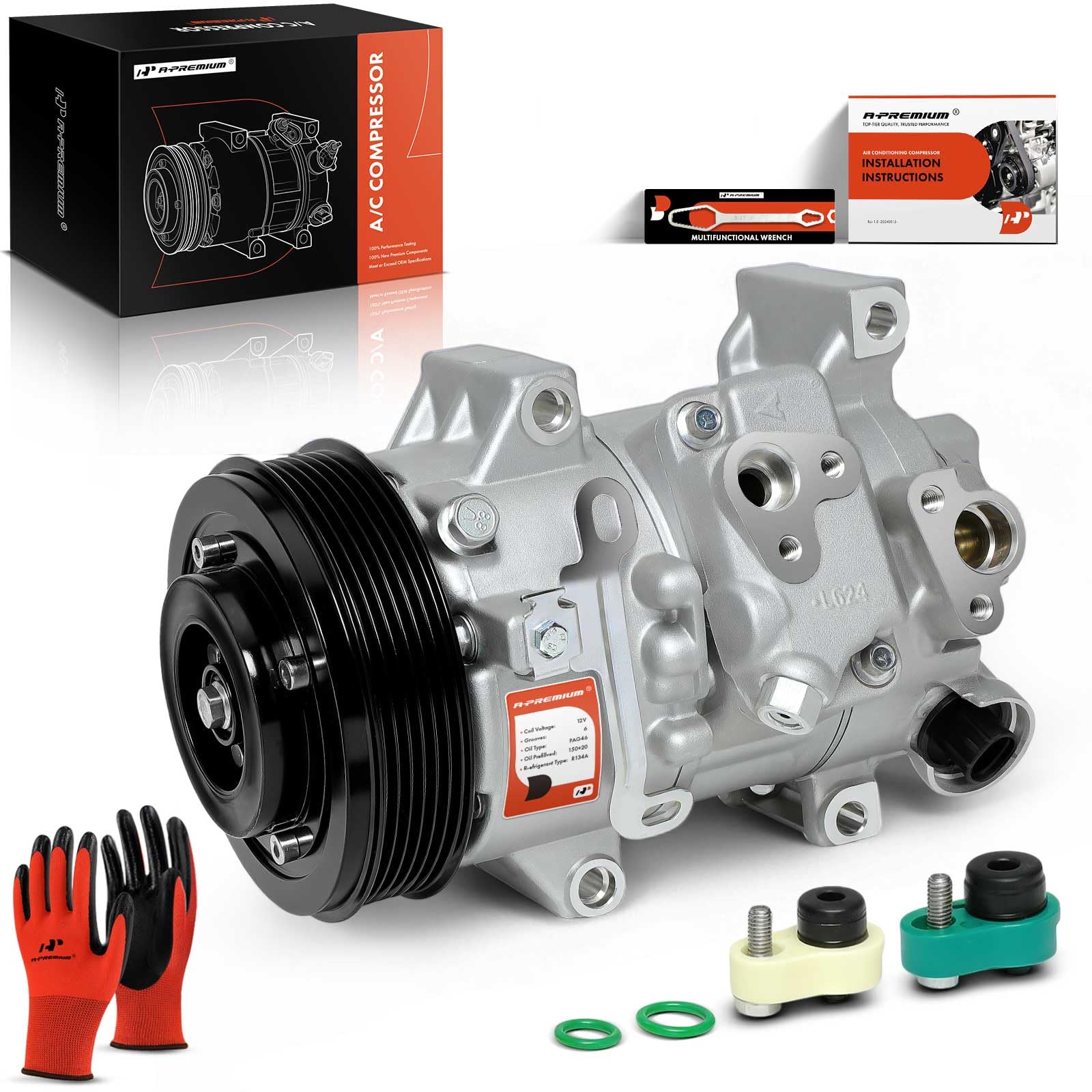 Air Conditioner AC Compressor with Clutch Compatible with Toyota Corolla 1.8L 2009-2010, Matrix 1.8L 2009-2012, Scion xD 1.8L 2008-2014