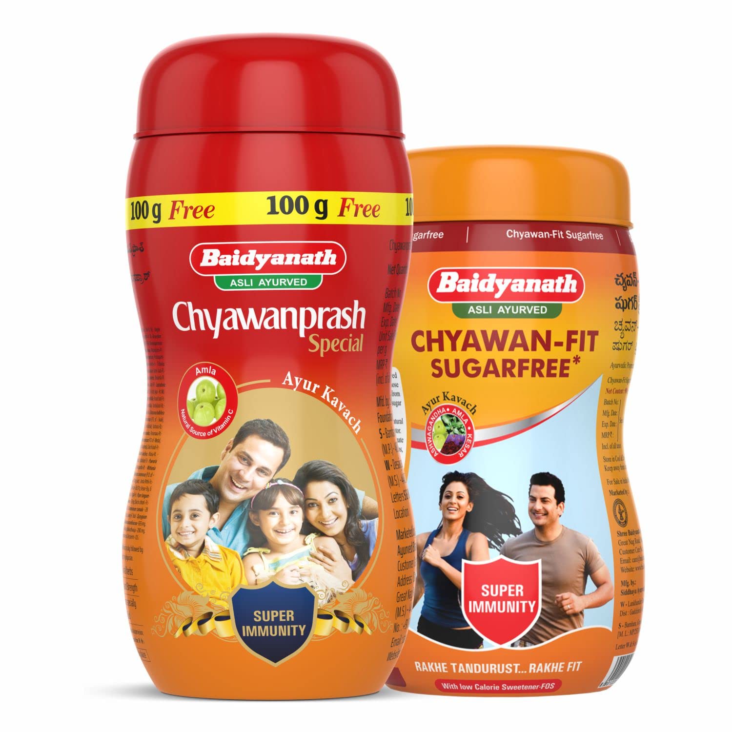 Baidyanath Asli Ayurved Chyawanprash Special 950g & Chyawan-Fit Sugarfree 1Kg (Combo Pack)