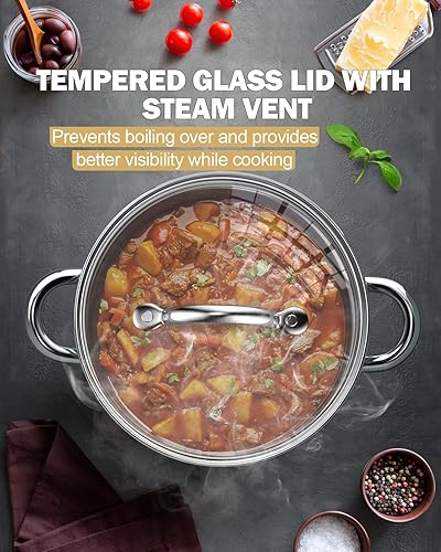 Miniatura 6 de Cook N Home Olla básica de acero inoxidable con tapa 12 cuartos de galón