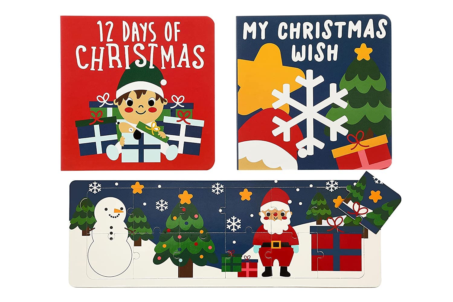Kate & Milo Twelve Days of Christmas Board Book and My Christmas Wish Children’s Puzzle, Baby and Toddler Holiday Puzzle and Book Set