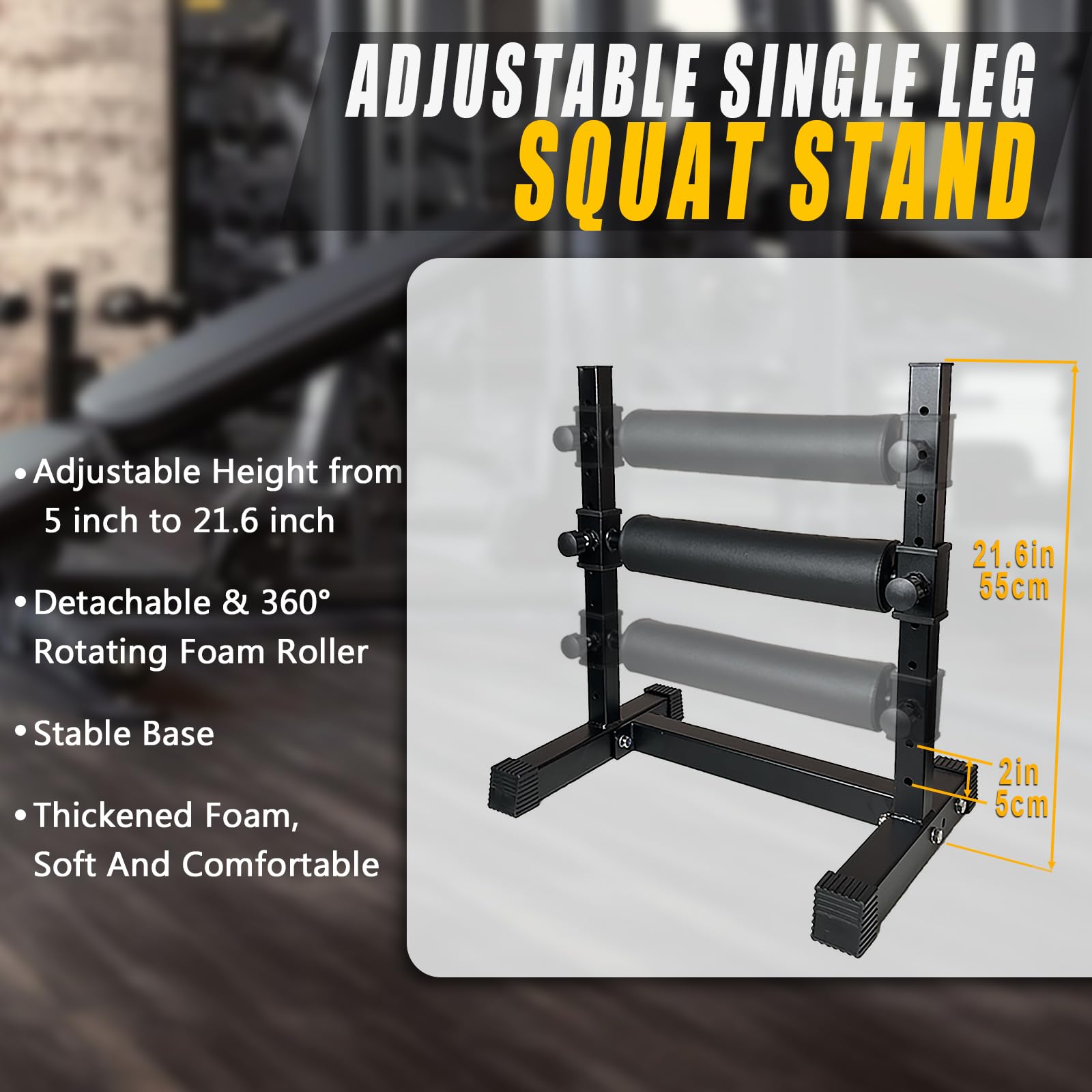 Rullo per squat a gamba singola, regolabile in altezza, supporto per squat bulgaro, supporto per squat spaccato per casa palestra allenamento della forza delle gambe